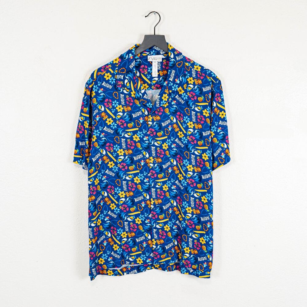 Disney Aulani Resort & Spa Men's Short Sleeve Hawaiian Shirt Tropical fish L